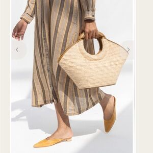 Hereu raffia basket tote in soft calf leather mini